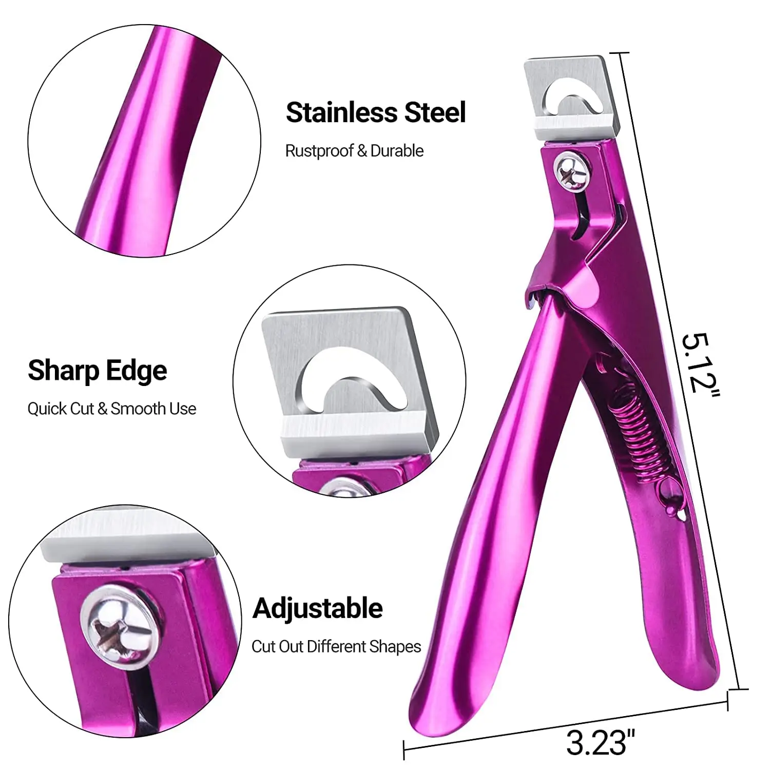 Acrylic Nail Clippers with 15Pcs Magnets Professional Nail Clippers Cutters for Long Acrylic Gel Nails Tips Adjustable Stainless