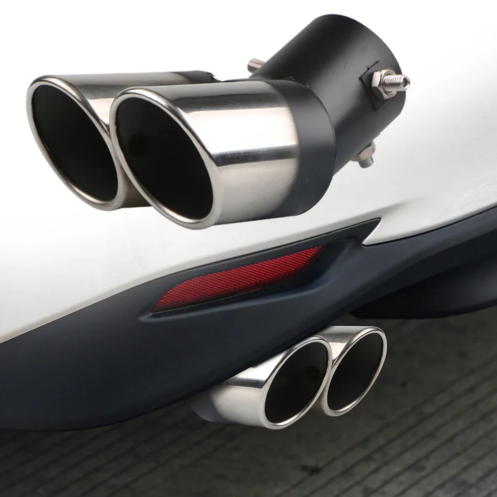 Auto Auspuff Schall dämpfer Spitze Edelstahl Heck Hals Endrohr Doppel auslass Endrohr Schall dämpfer Auto Modifikation Teile