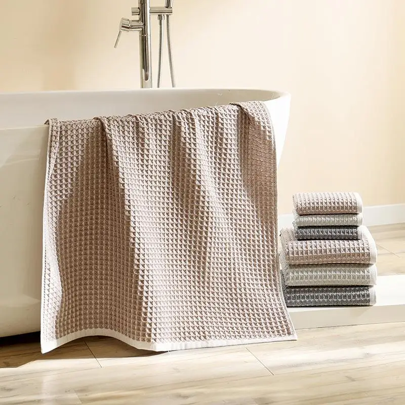 Pure Cotton Waffle Face Towel Soft Breathable Highly Absorbent Multi Color Skin Friendly Towel for Home Bathroom Hotel Use