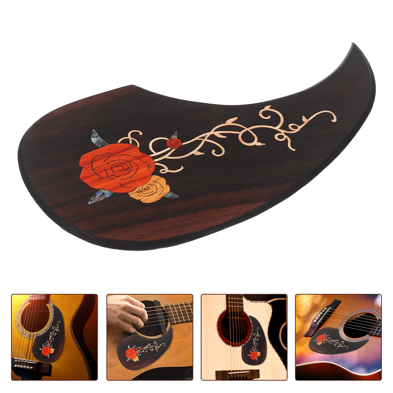 

Guitar Pickguard Accessory Protection Stickers Mosaic Wood Protector Plate Rosewood Acoustic Protective Pickguards for Scrapper