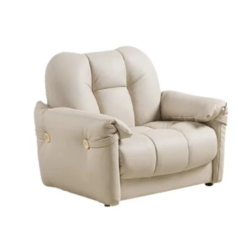Simple leather sofa, first-layer cowhide premium sofa, living room balcony reading corner single sofa
