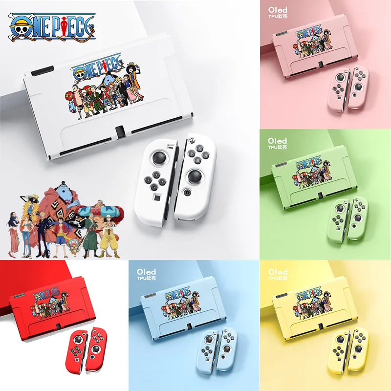 

ONE PIECE Straw Hat Pirates Soft Anime Protective Case for Nintendo Switch OLED Joycon Controller Protection Housing Shell Cover
