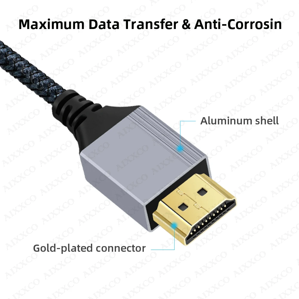 Кабель AIXXCO, совместимый с HDMI, 4K, 60 Гц, штекер-HDMI, штекер для PS3/4 проектора, ТВ-приставки, кабеля монитора ноутбука