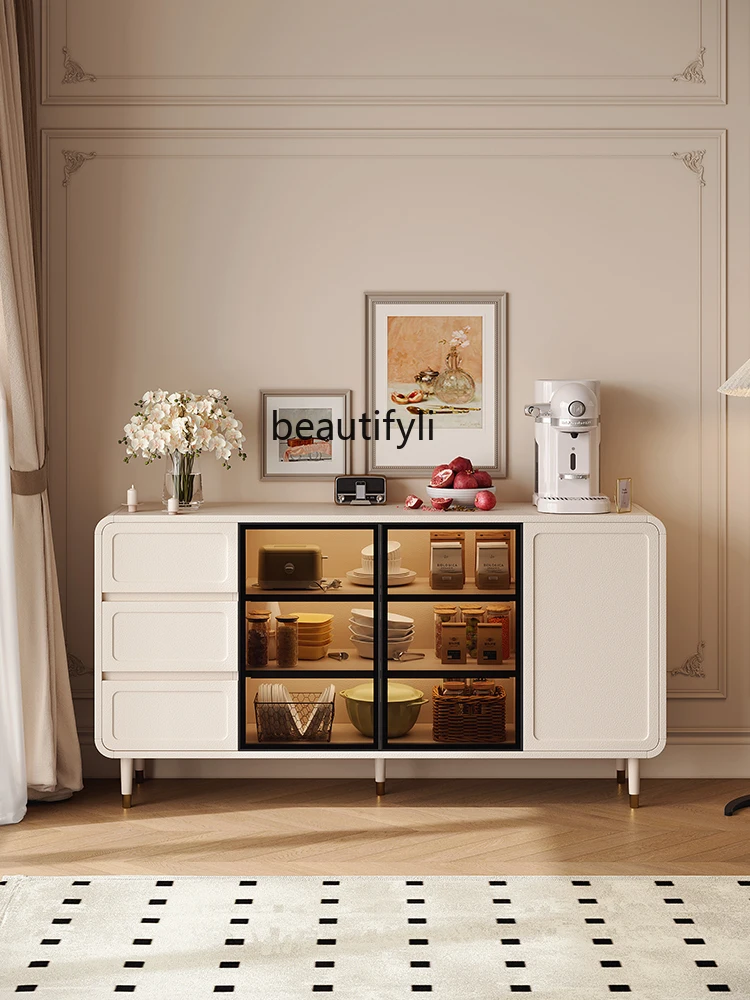 

New glass locker integrated against the wall, light luxury and high-end living room locker coffee cabinet