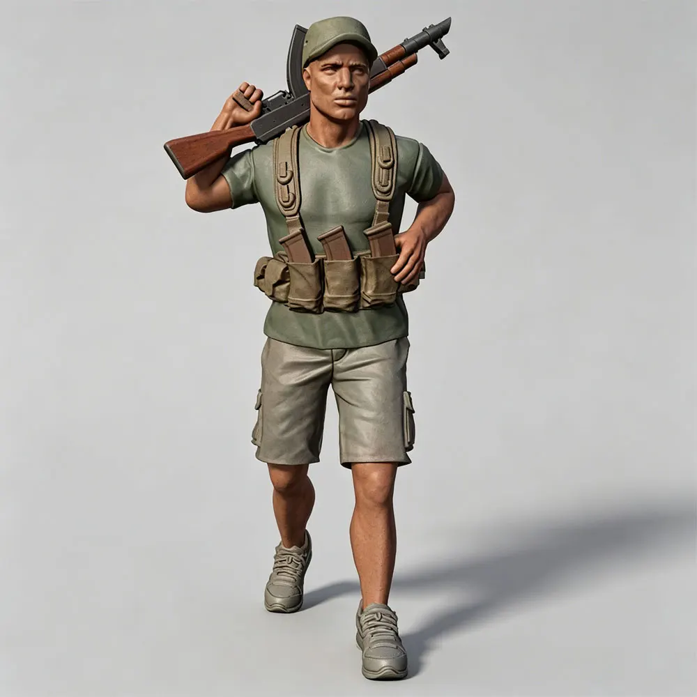 1/24 miniature soldier, resin model set, GK small 3D printed grey model statue, high-precision resin model, not painted