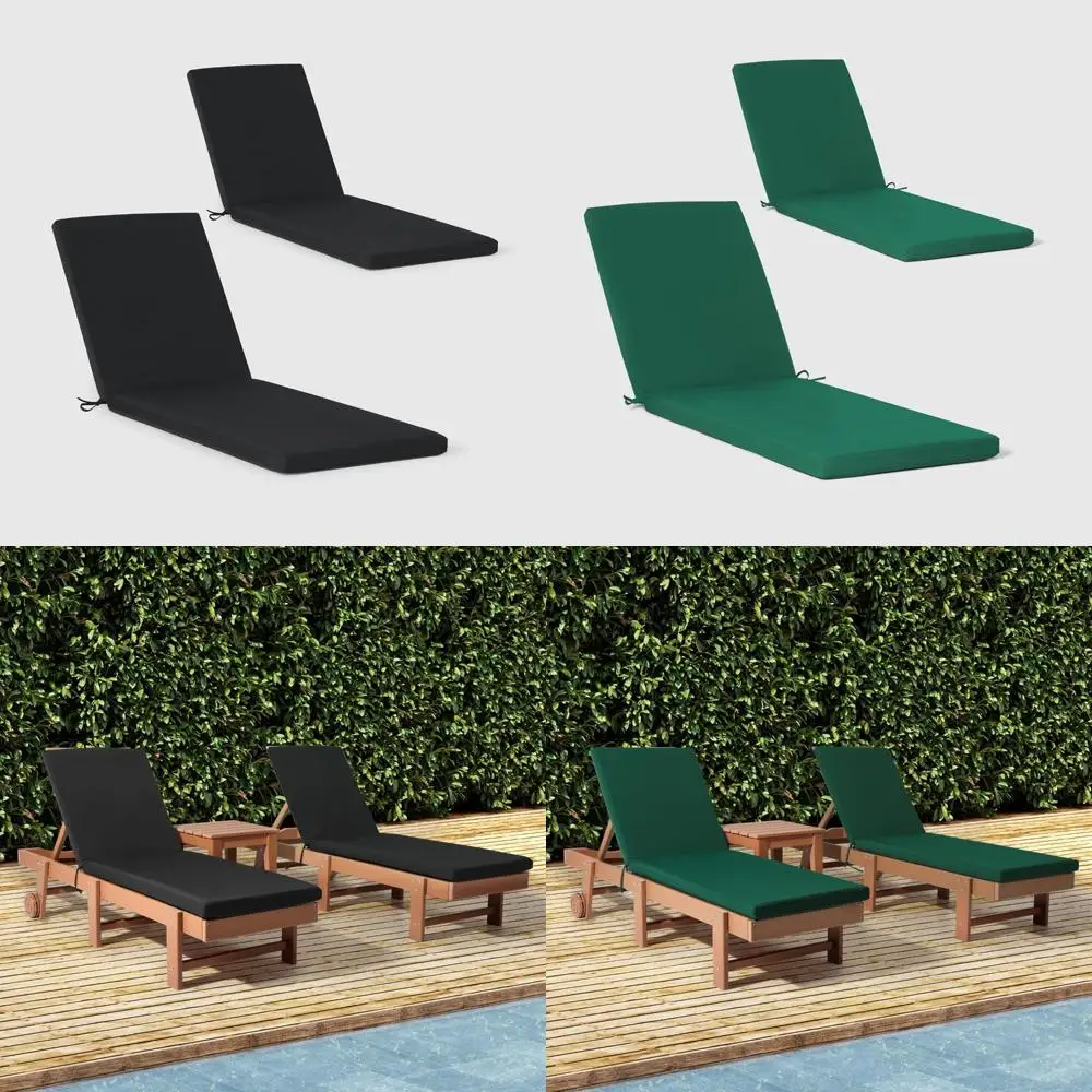 طقم وسائد كراسي استرخاء خارجية مكونة من 2، 74 × 22.5، أسود، مريح للاسترخاء في الفناء والحديقة