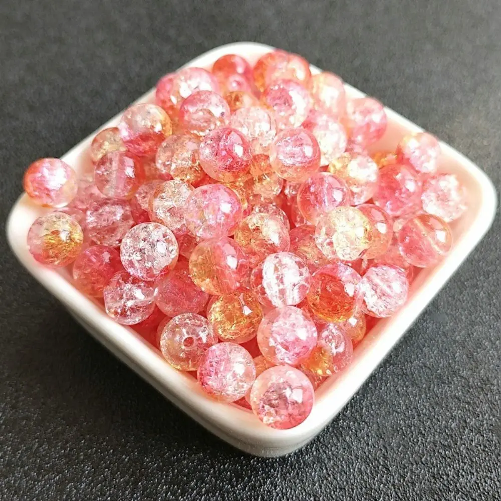 200pcs 8/10mm Colorful Glass Beads Starry Sky Crystal Texture Ice Cracks Glass Beads Arts Crafts Random Color