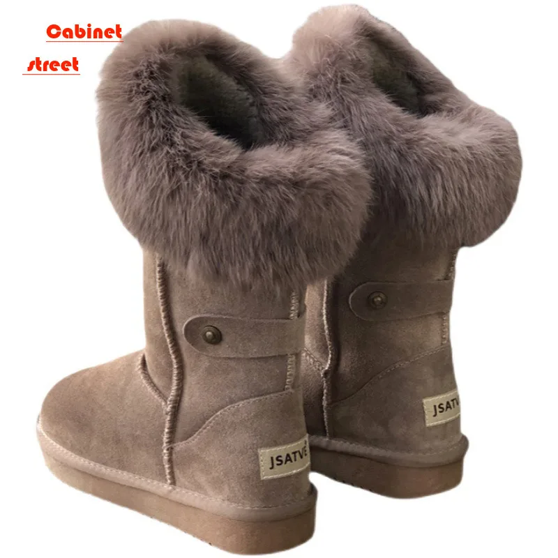 Boots Female 2024 Winter New Fashion Platform Snow Boots Women Solid Round Toed Warm Plush Cotten Shoes Size 42 Ankle Boots