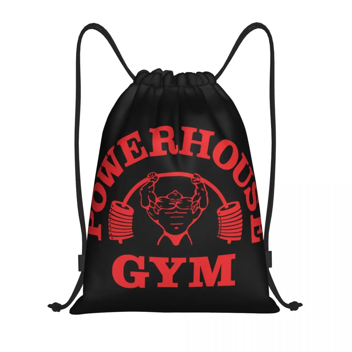 Red Powerhouse Gym Drawstring Backpack Women Men Sport Gym Sackpack Portable Fitness Building Muscle Shopping Bag Sack