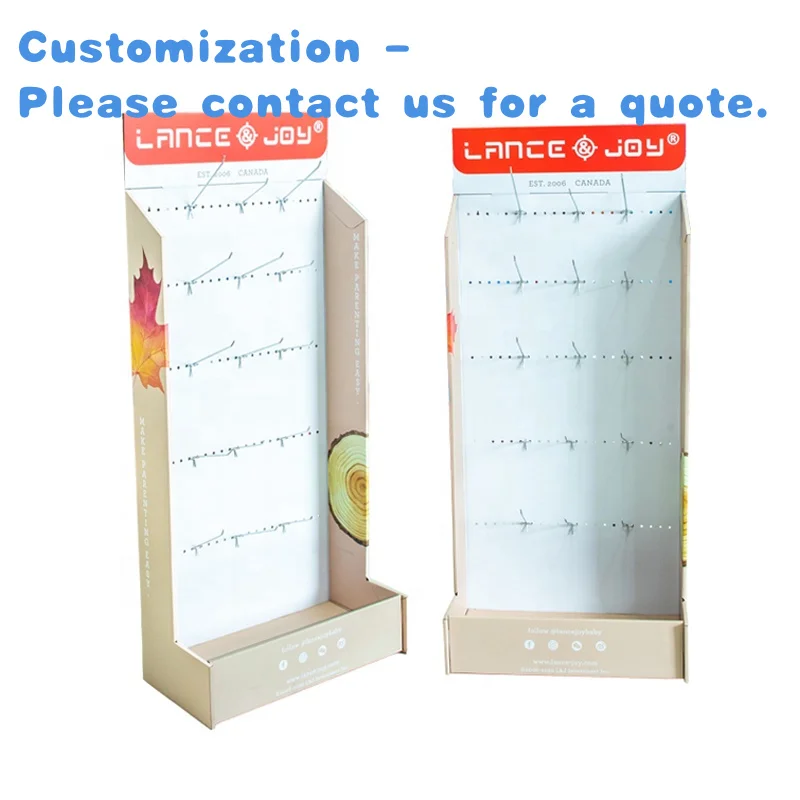 custom.Customized Size Cardboard Paper Display With Hooks Pegboard Display Paperboard Hanging Floor Displaying Stand Station