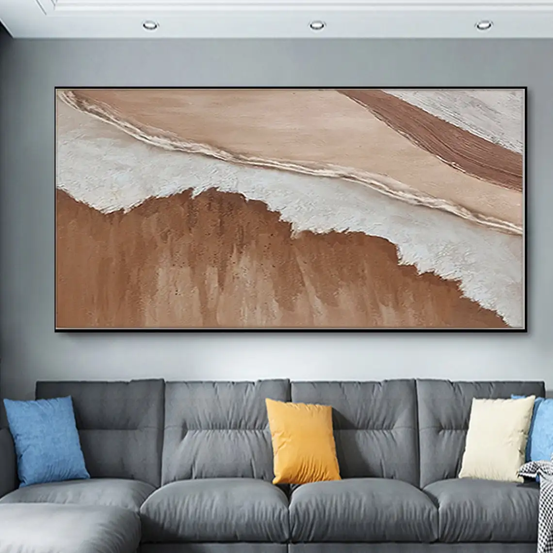 Large Abstract Earth Tone Wall Art Custom Canvas Calming Painting Wall Decor Home Decoration Wabi Sabi Home Decor Modern Artwork