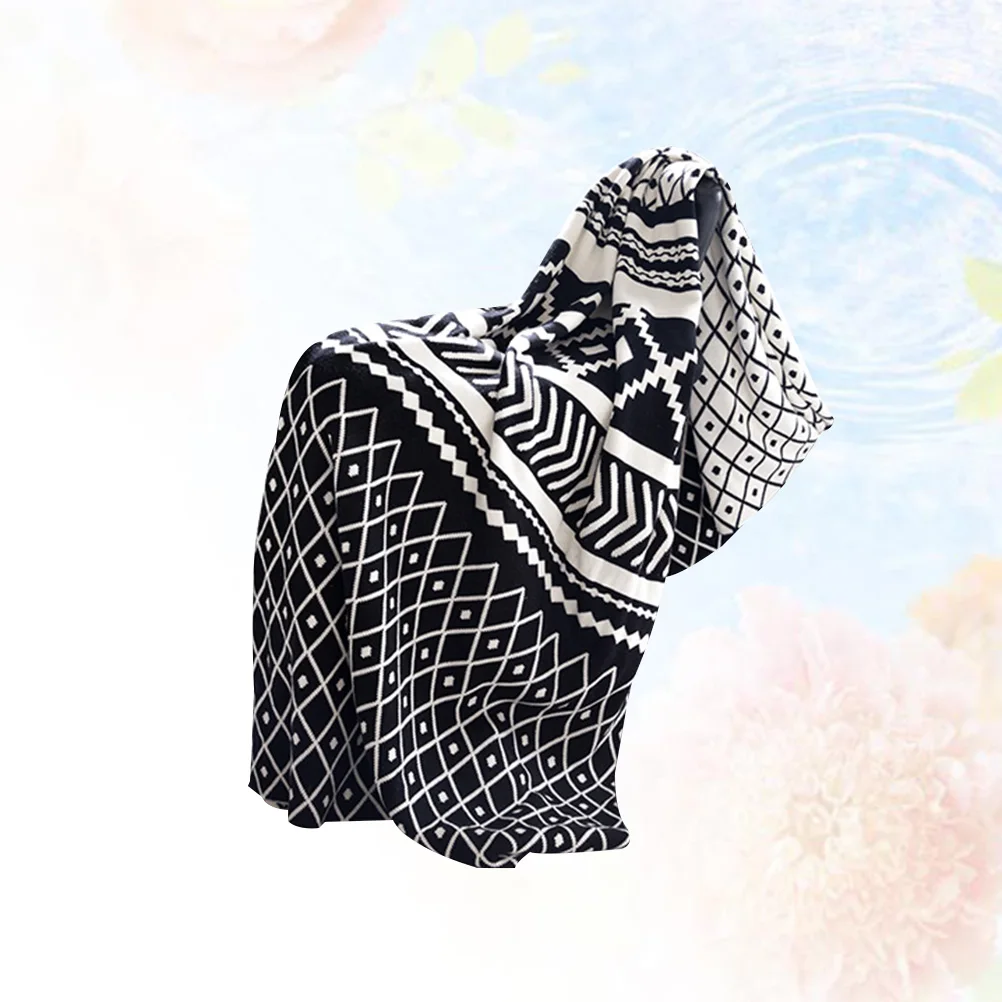 Coperta lavorata a maglia con geometria da 1 pezzo, divano letto in stile bohémien, coperta per tutte le stagioni