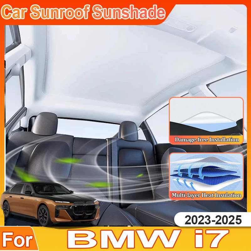 Sunshades For BMW i7 Accessories BMW 7 Series i7 2023 2024 2025 Electrostatic Adsorption Sunroof Static Cling Panoramic Shade