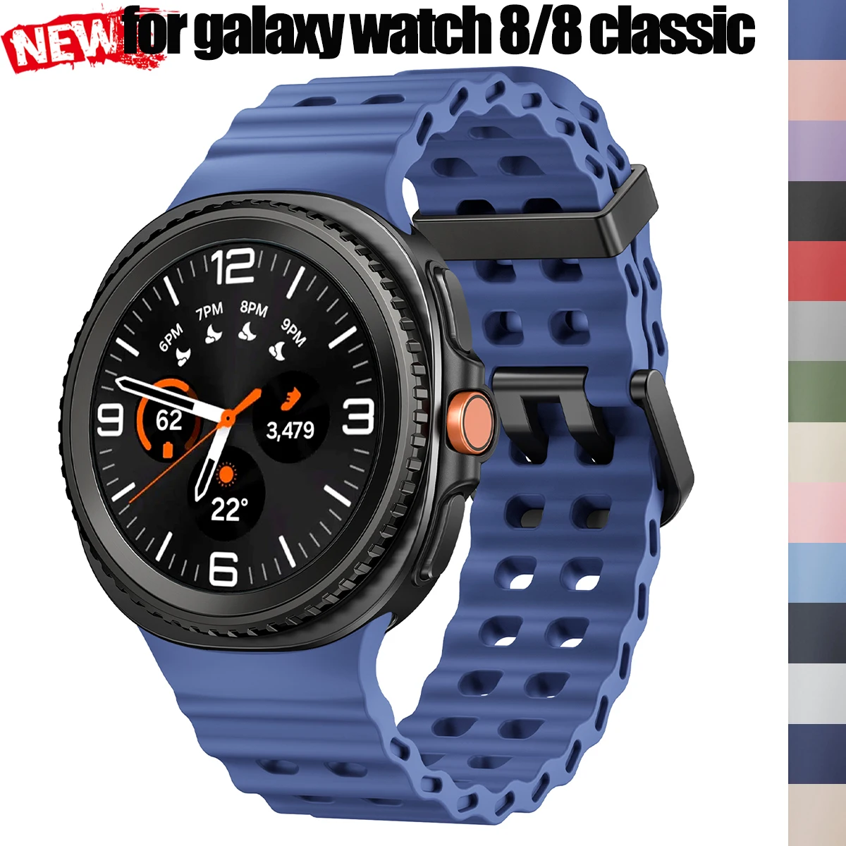 Originalarmband für Samsung Galaxy Watch 8/8 Classic Zubehör Marine Silikon Sportarmband Galaxy Watch 8 40 44 m Band