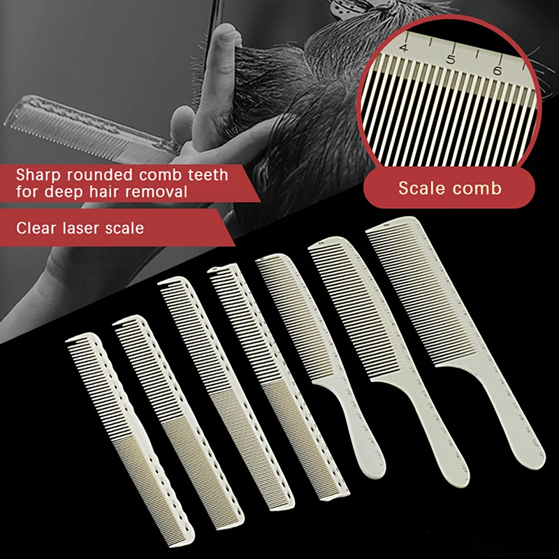 【1Pc Barber Comb Plastic Scale Laser Ruler Hair Comb Professional Hairdressing Comb Brushes Salon Hair Cutting Styling Tool】