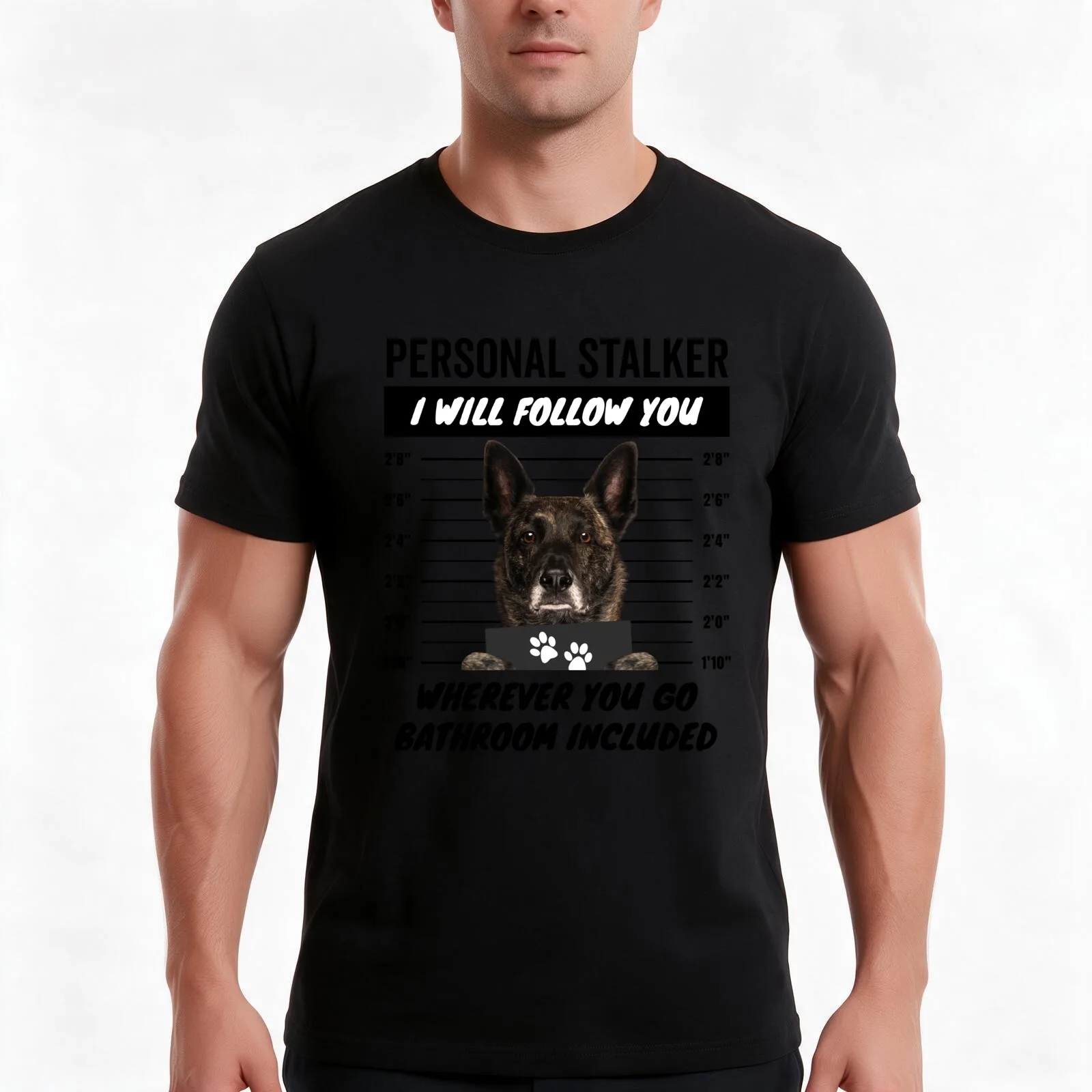 Personal Stalker Dog – Brindle Dutch Shepherd T-Shirt Summer Casual Cotton Tee Oversized Streetwear Tops Unisex Men Women