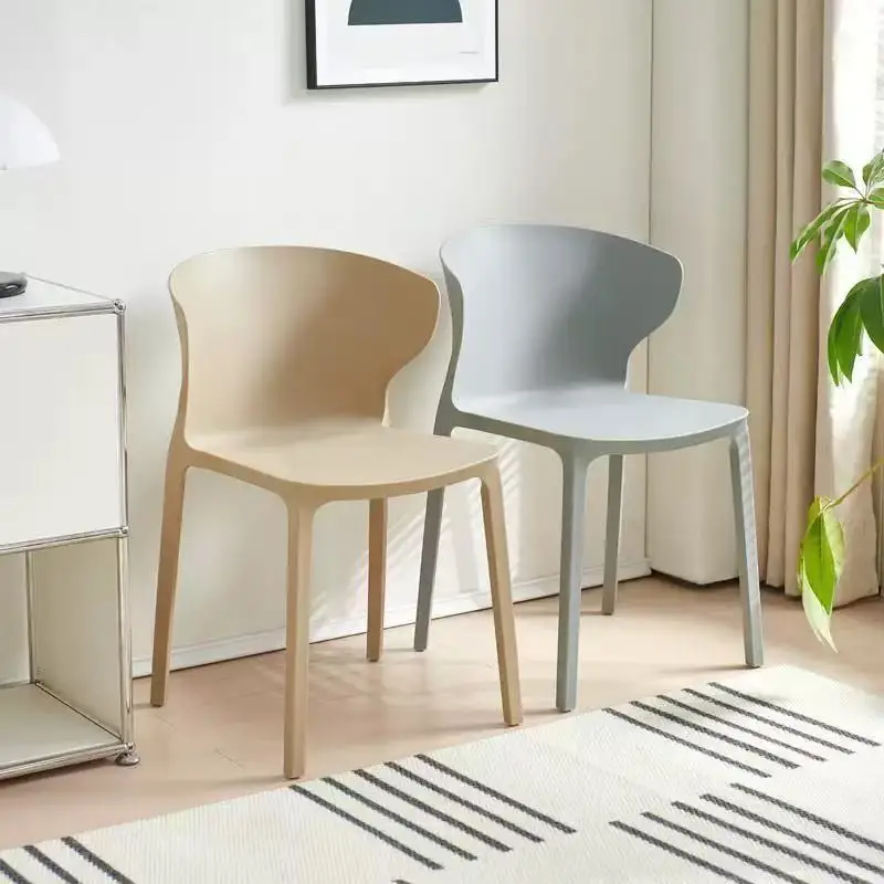 Modern Simple Thickened Plastic Dining Chair Sturdy Durable For Home Bedroom Office Study Leisure Backrest Elephant Ear Stool