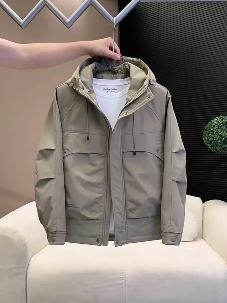 

Men's Faionable Casual Windproof Hooded Jaet Comfortable Simple Sle Spring Autumn New Arrival Stand Fit Zipper Oxfor...