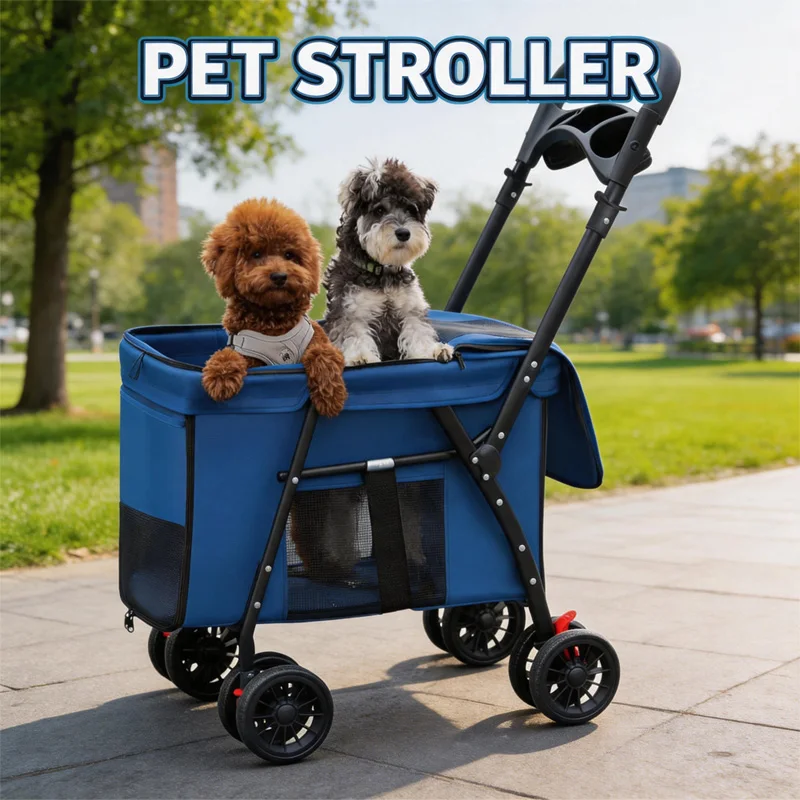 

Heavy Duty Foldable Pet Stroller 30KG Medium Large Dog Lightweight Outdoor Pet Cart for Small Animals Pet Supplies Daily Use