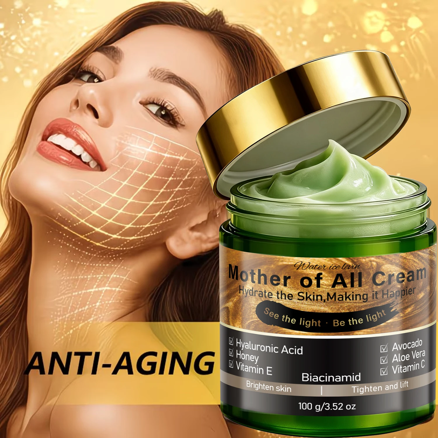 Hydrating Firming Brightening Face Cream Infused Honey Avocado Aloe Vera VC VE Niacinamide Daily Skin Lotion