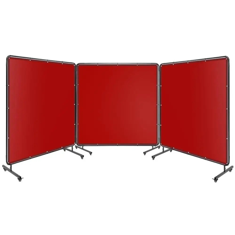 Welding Screen 6x6 FT Flame-Resistant PVC Curtain Swivel Wheels Transparent