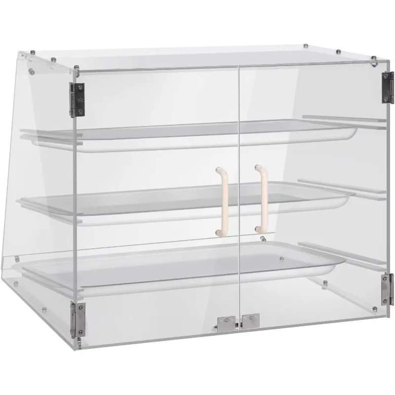 3 Tray Commercial Countertop Bakery Display Case with Rear Doors - 21" x 17 3/4" x 16 1/2"