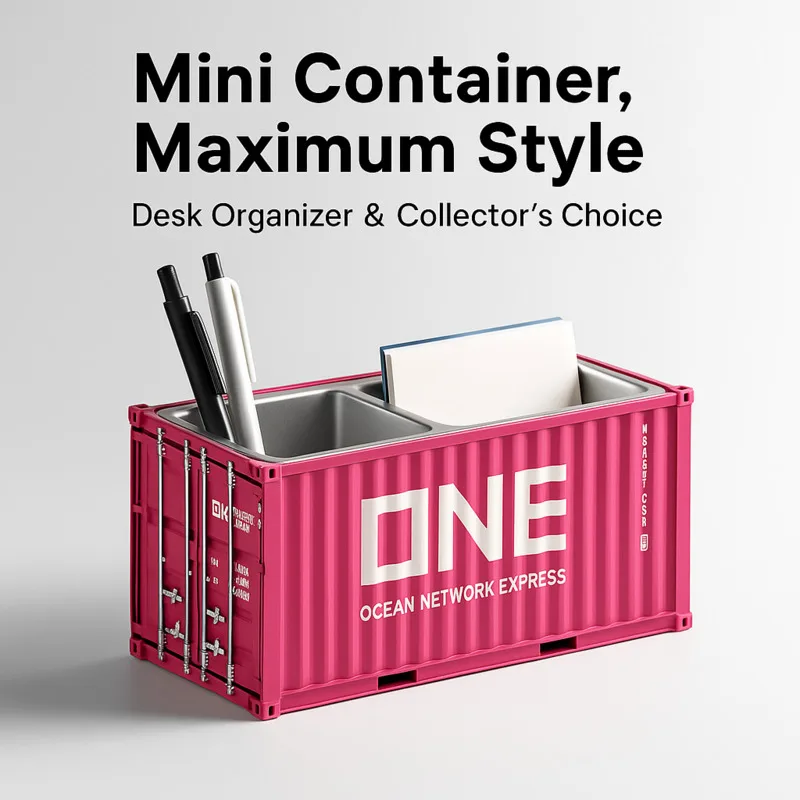 

Mini Shipping Container Pen Holder 1:30 Scale Creative Business Card Box Desktop Stationery Organizer Decor Office Desk Storage
