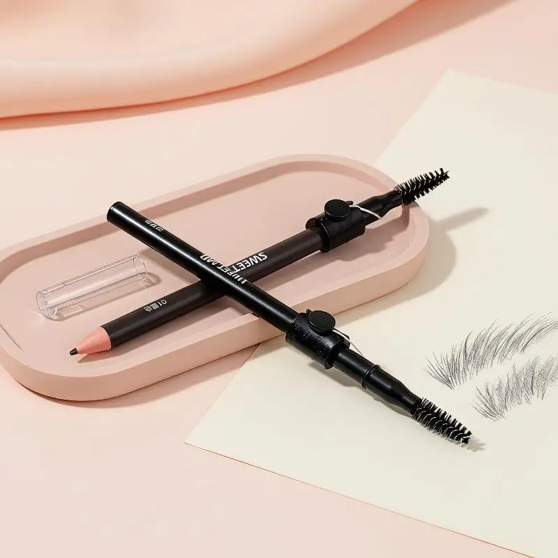 1 Pack Double-ended Eyebrow Pencil Waterproof All Day Hold Wooden Eyebrow Pen for Student Office Workers Daily Beauty Routine