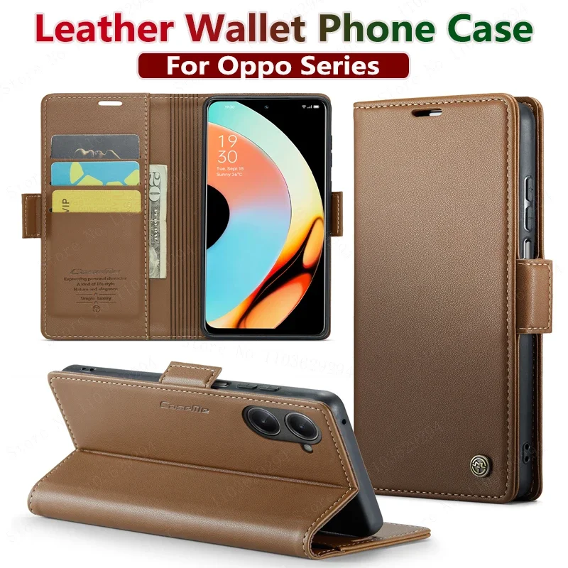 Herder Luxury Business Leather Wallet Case for Oppo Reno 10 5G 8 7 A96 A77 57S F21PRO Mobile Phone Case Card Slots Flip Cover