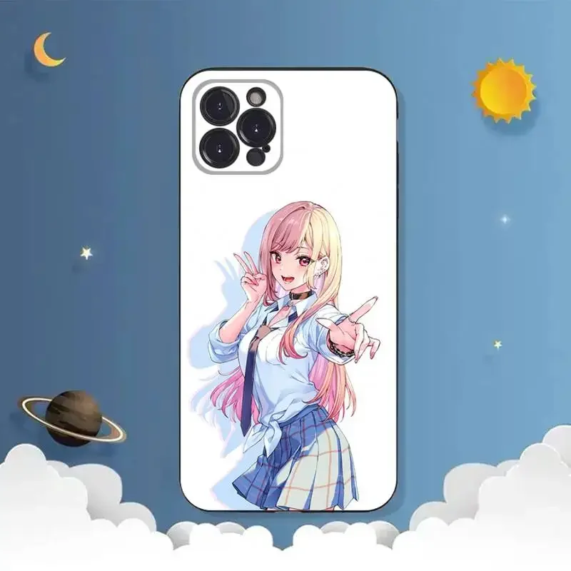 Kitagawa Marin Cute Anime Girl Phone Case For iPhone 11 12 Mini 13 14 15 PRO XS MAX X XR 6 7 8 Plus Black Shell