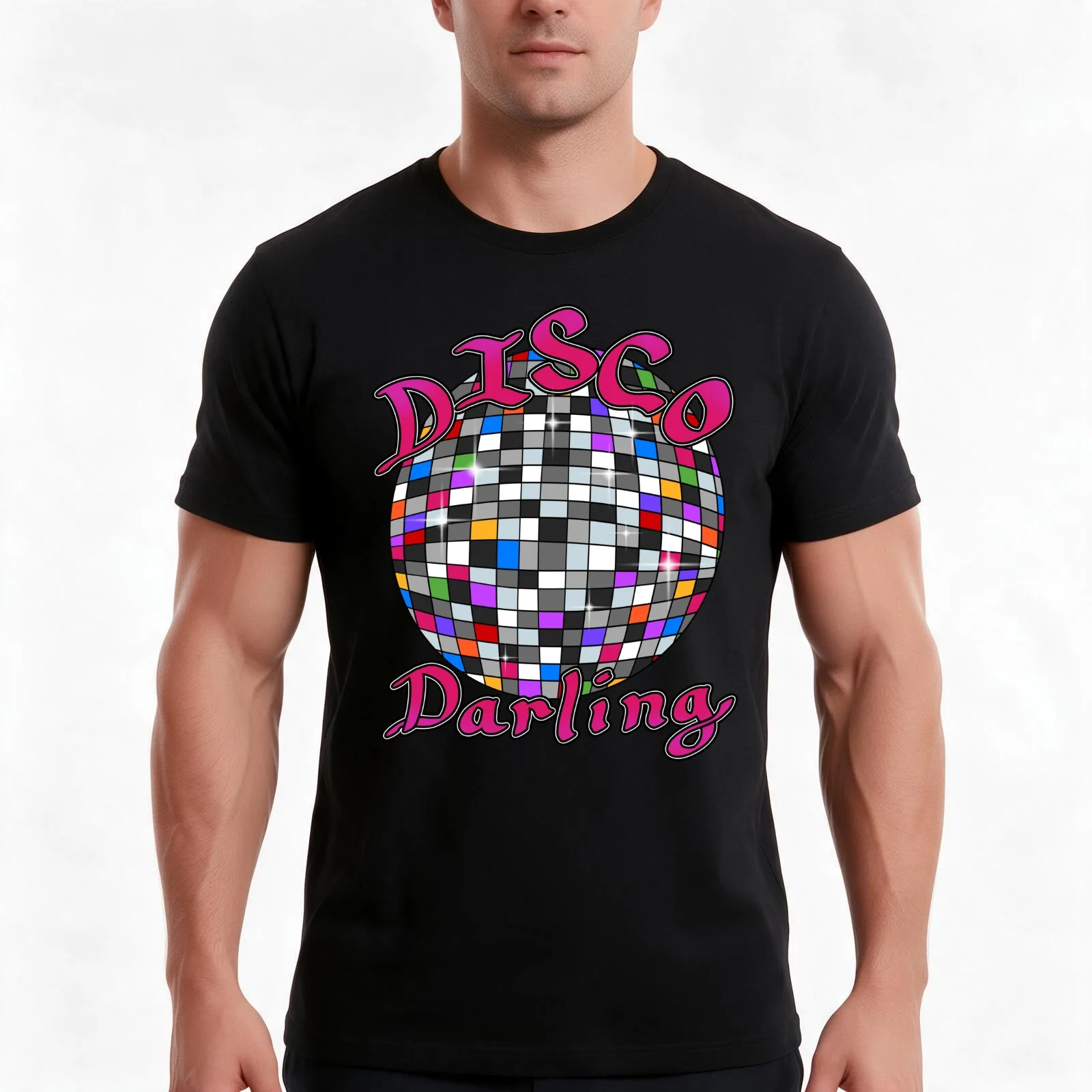 Disco Darling T-Shirt, Summer Casual Cotton Tee, Oversized Streetwear Tops, Vintage Graphic Print, Loose Fit Short Sleeve