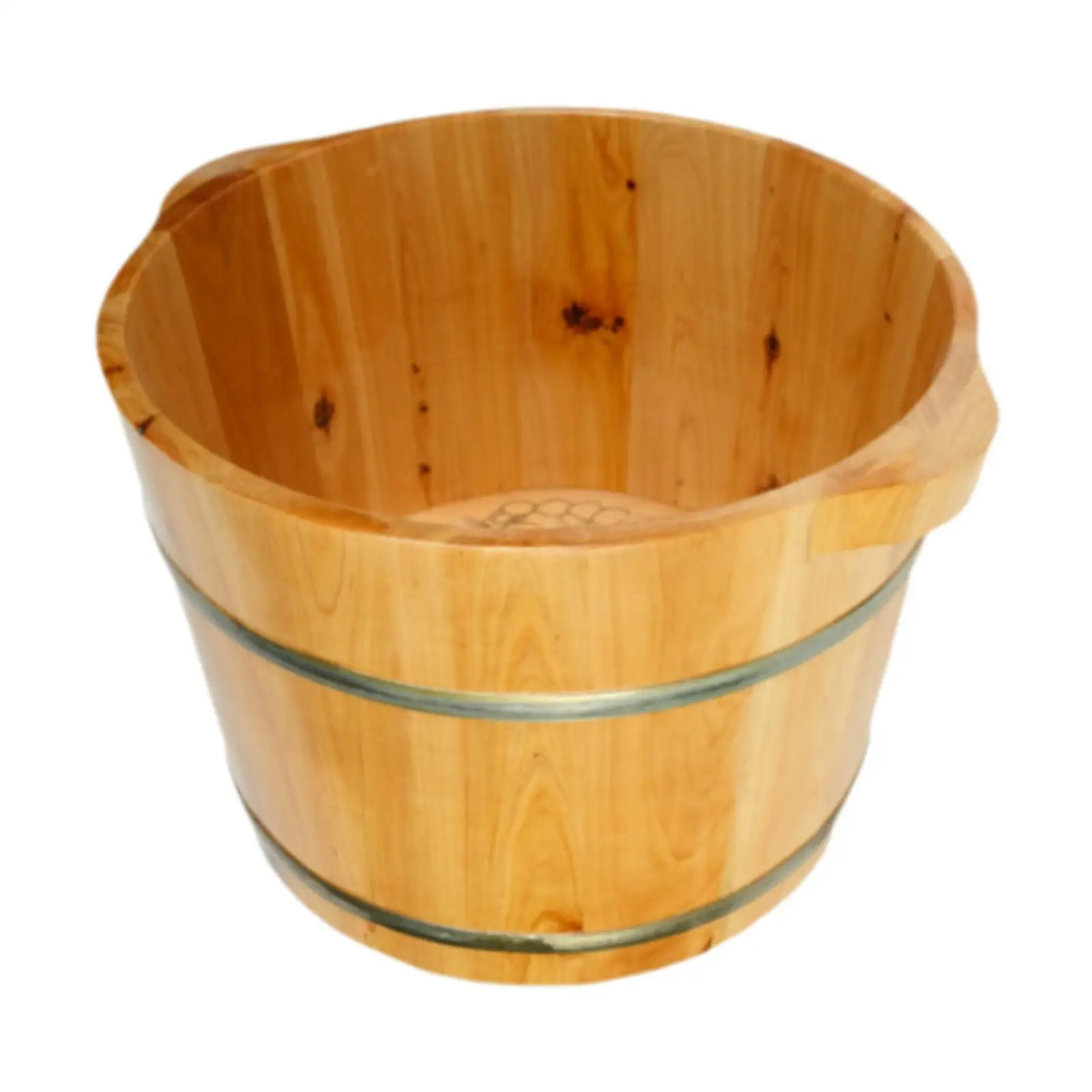 

Acupoints Wood Footbath Basin with Double Handle Multipurpose Foot Tub Bucket Foot Soaking Tub High Foot Tub for Travel Sauna