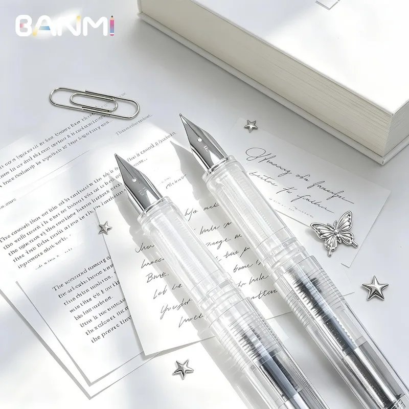 BANMI Fountain Pen Transparent Student Calligraphy Posture Correction Pen with Colorful Ink Stationery Office School Supplies