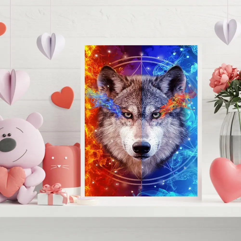 MOONCRESIN Diy Diamond Painting Animals Wolf Bottle Full Square Round Drill Mosaic Embroidery Cross Stitch Home Decor Needlework