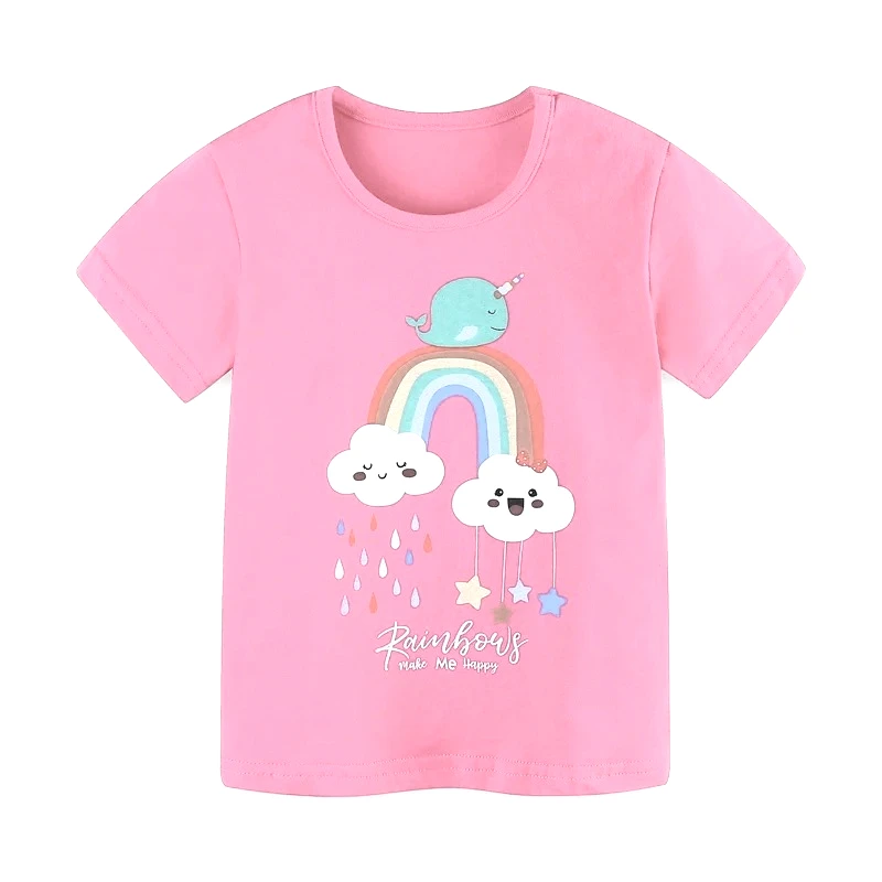 

Jumping Meters 2-7T Summer Clothes Baby Tees Tops Cloud Rainbow Print Shirts Hot Selling Kids T Shirts Boys Girls Clothing