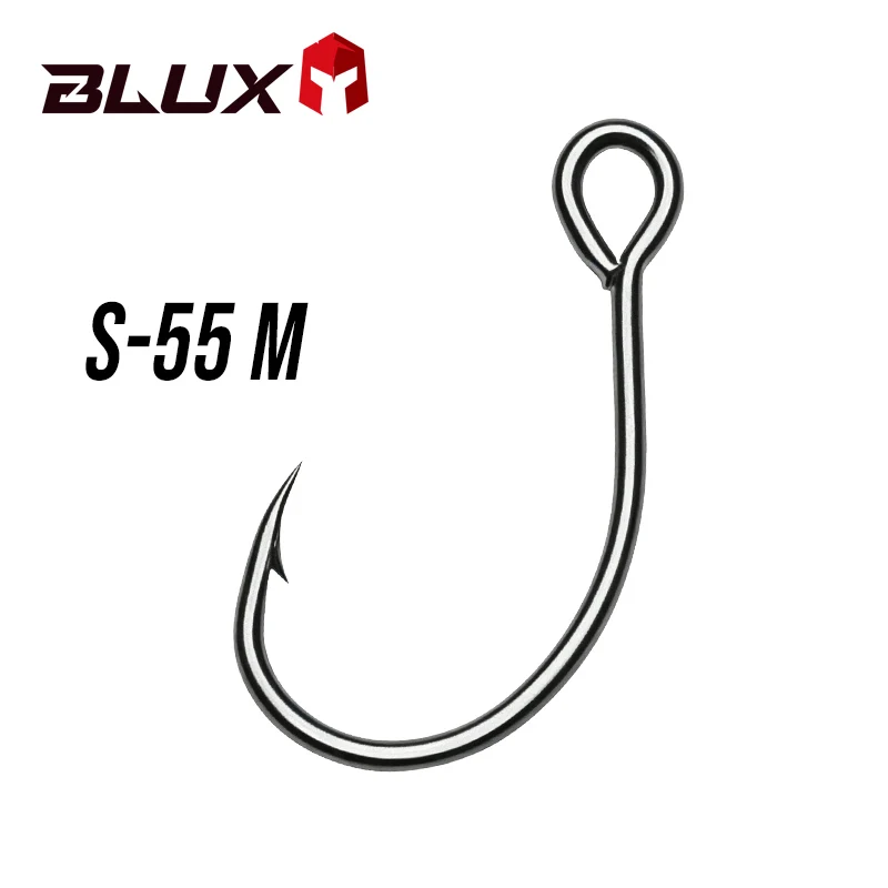 BLUX 10 Stück Widerhaken-Angelhaken mit großem Öhr S-55M 10 #   8 #   6 #   Extra breiter Haken für Forellen-Minnow-Spoon-Köder, schwarz vernickelt, Süßwasser-Angelhaken