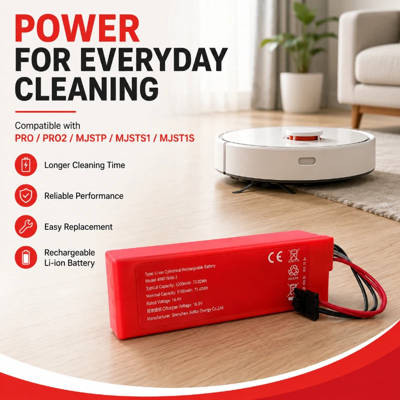 14.4V 6500mAh Li-ion Rechargeable Battery Pack Compatible PRO 2PRO MJSTP MJSTS1 Robot Vacuum Cleaner Replacement battery pack