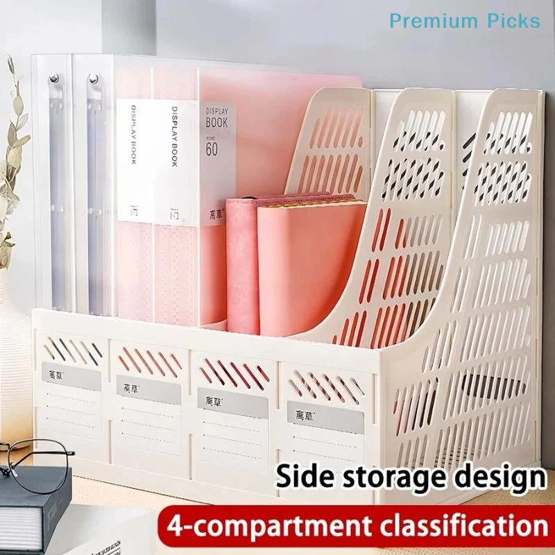 portable4 Column File Data Storage Rack PP Material Multi-functional Books Pencil Storage Office Stationery Large Capacity