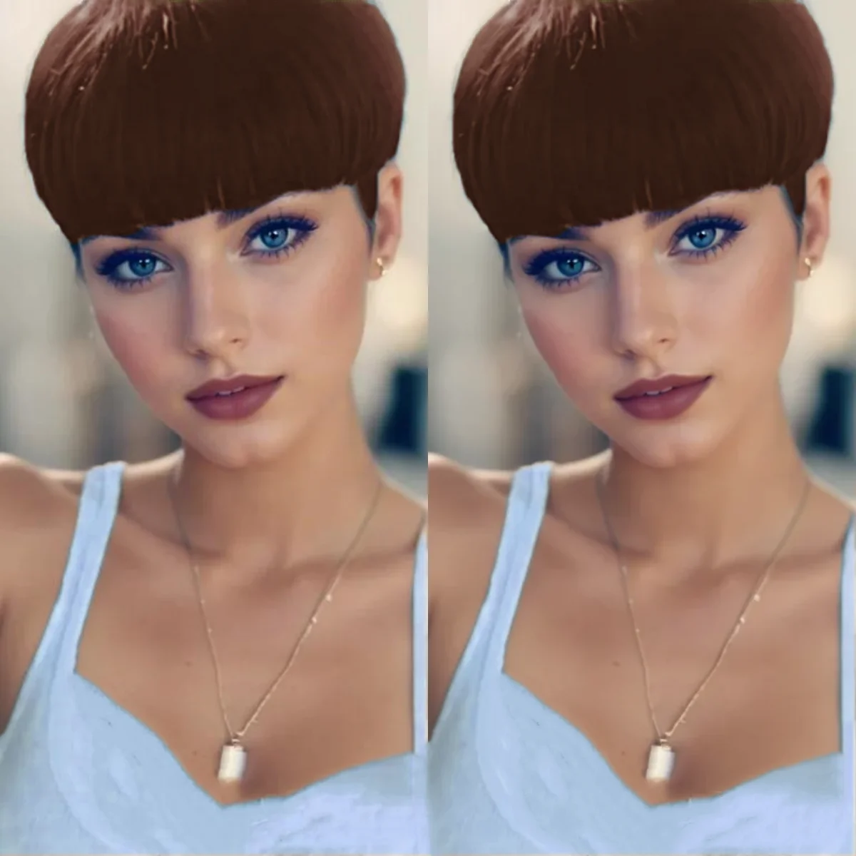 짧은 레이어드 픽시컷 가발, 인모 100% 풀머신메이드 가발, 블랙 99J 브라운 색상, 여성용 여름 데일리룩, 간편 스타일