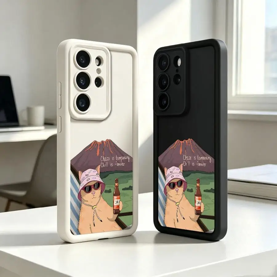 Cartoon Fun Cat Case for Samsung Galaxy S26 S23 S20 FE S25 S22 Plus S21 S24 ultra Note 20 Ultra Phone Cover