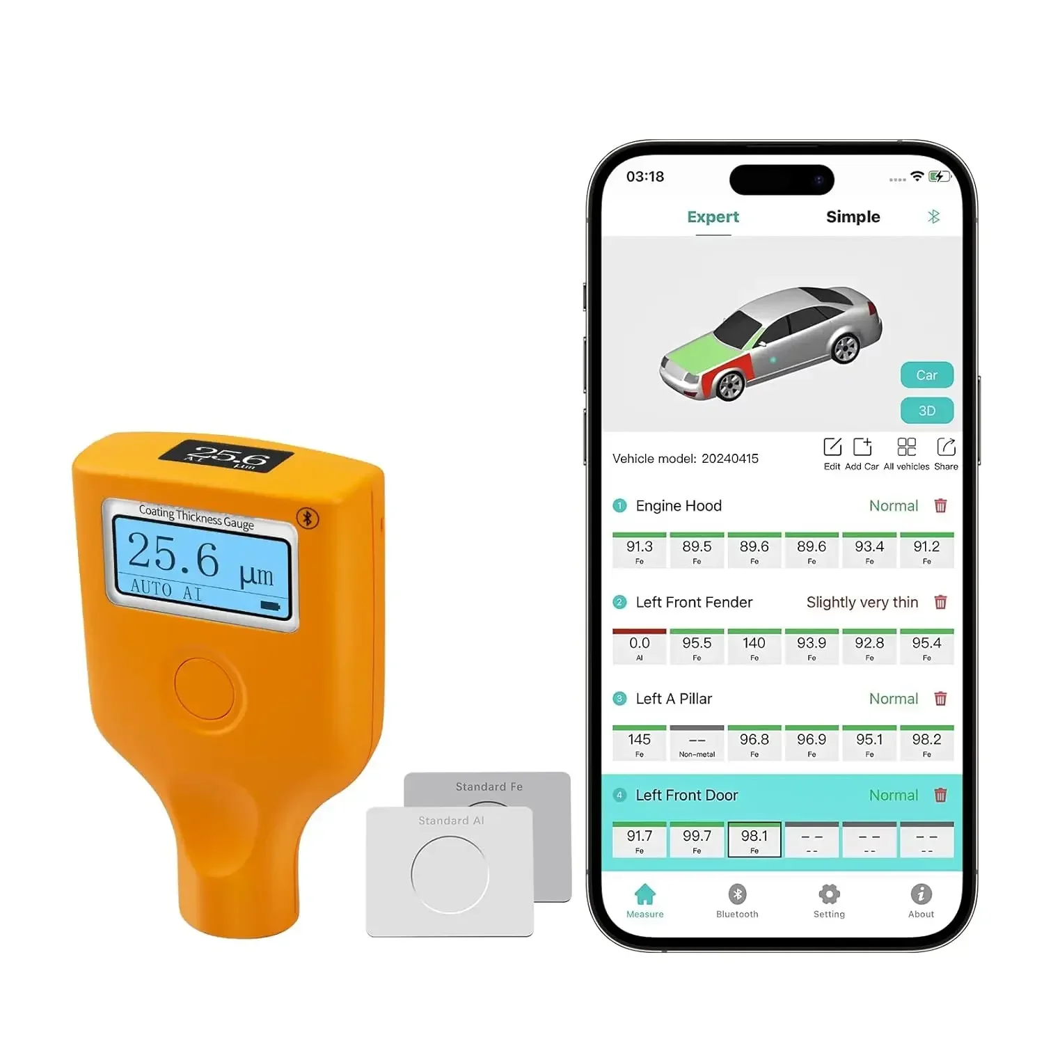 Coating Tester 0.0µm -3500µm Magnetic Car Paint Film Inspection for Thickness Mesure LS236 Coating Thickness Gauge Digital Paint