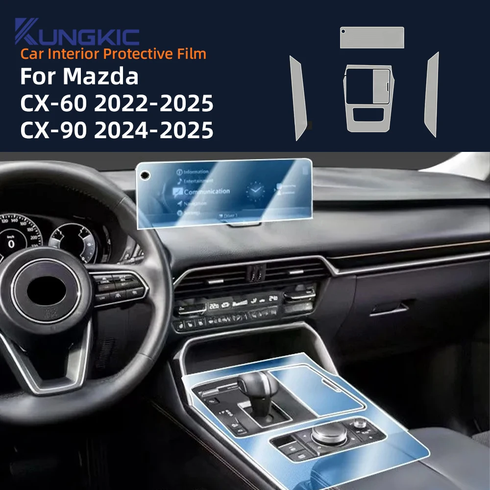 TPU Protective Film for Mazda CX-60 CX-90 2022 2023 2024 2025 Car Interior Center Console Transparent Anti-scratch Accessories