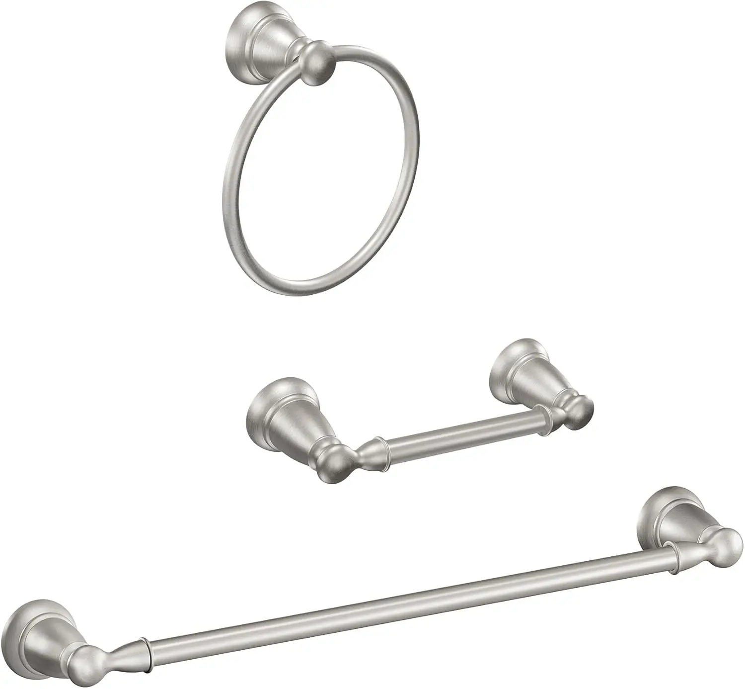

3-Piece Bath Accessory Set in Brushed Nickel, Easy Mounting with Template and Hardware Included