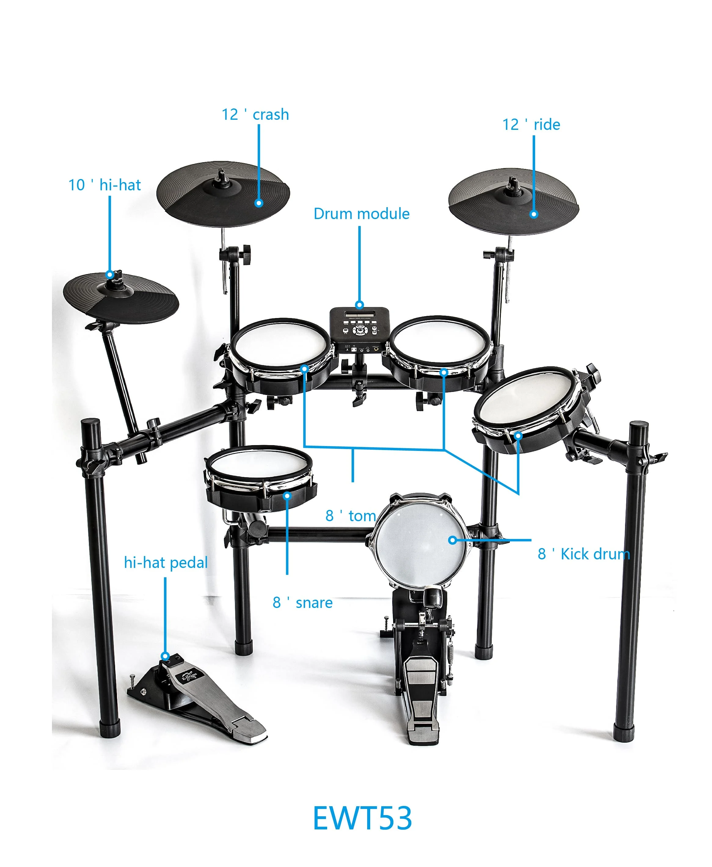 Electric Drum Set Mesh Head 8 Piece Electronic Drum Kit with 225 Sound Electric Drum for for Beginner