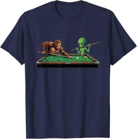 Billiards Player Pool Player Men Women Boys Fashion T-Shirt Y2k Alien and Bigfoot Play Poor Graphic Clothing Personality Tee Top