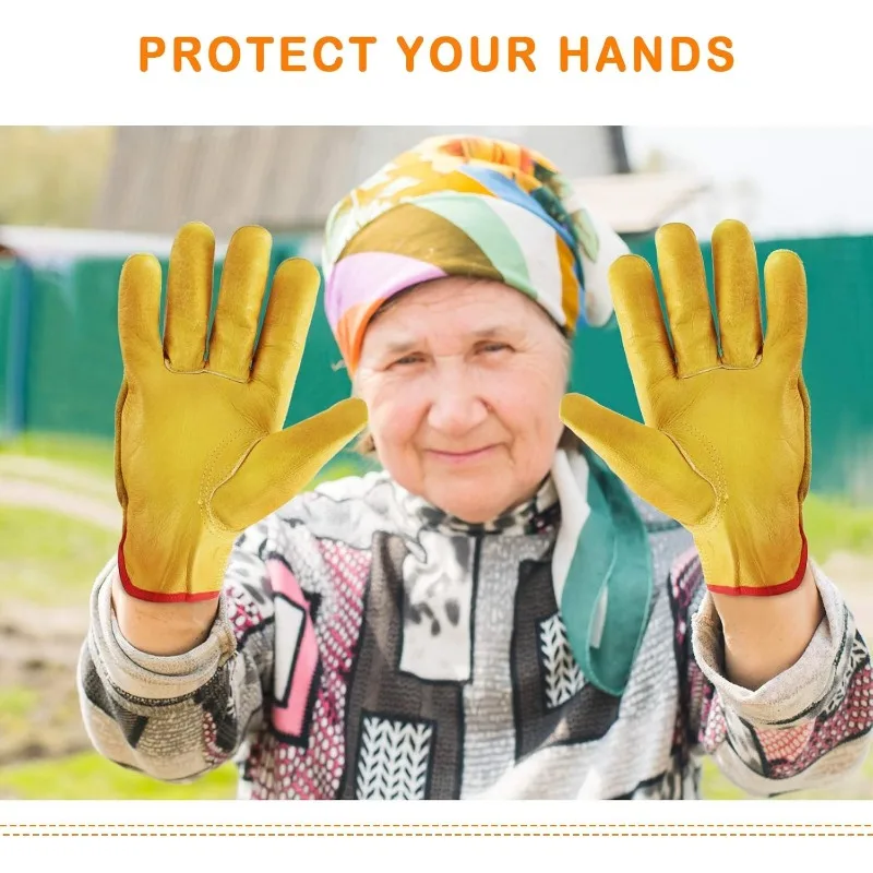Heat-insulating Gloves, Leather Camping Gloves, Wear-resistant and Stab Resistant Gardening and Mountaineering Gloves