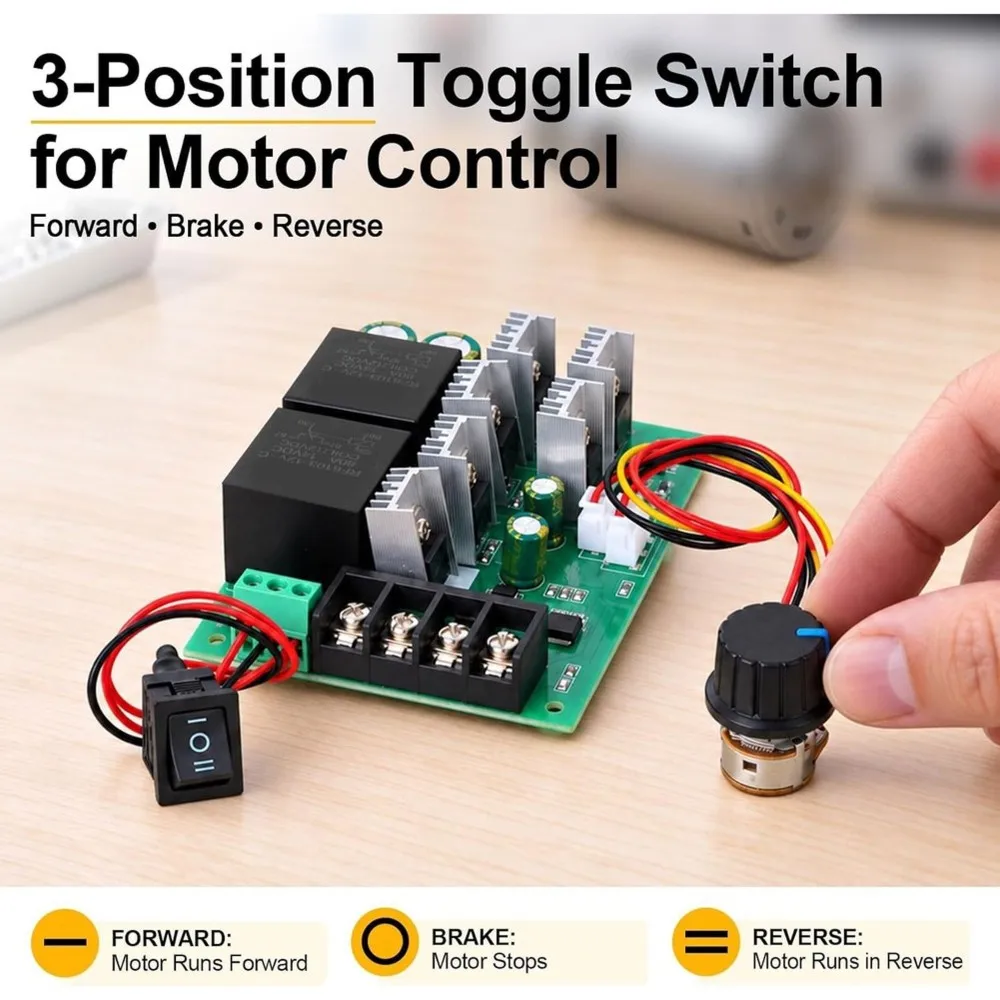 PWM Speed Controller Adjustable Driver Switch Low Voltage DC, 40A 12V/24V/36V/48V DC, Forward Reverse Switch