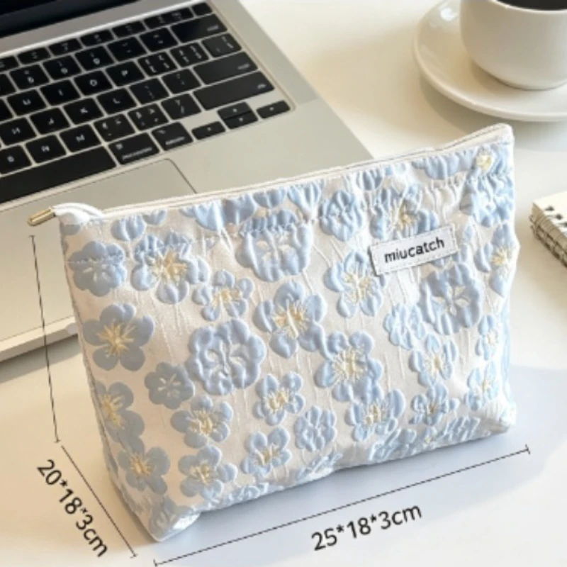 Niche Cartoon Canvas Cosmetic Bag, Portable Multi-purpose Storage Pouch for Skincare Products, Sanitary Pads, Coins