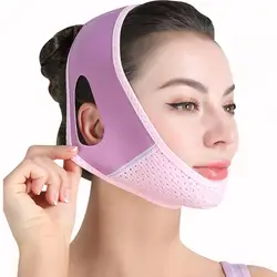 Women Face Lift Chin Strap with Adjustable Fastener Tape Breathable Double Chin Reducer Beauty Face Sculpting Bandage