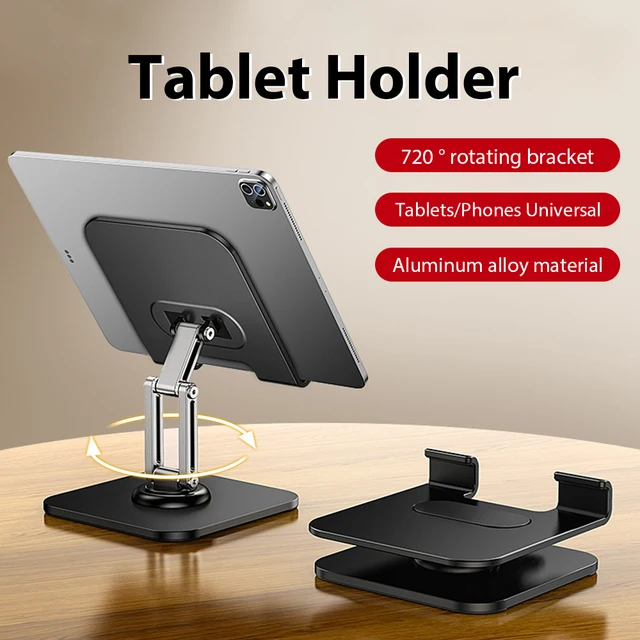 360 °   Obrotowy uchwyt na tablet Przenośny, składany aluminiowy stojak na biurko do iPada Pro 13, Xiaomi Samsung HuaWei, uchwyt na telefon do tabletu